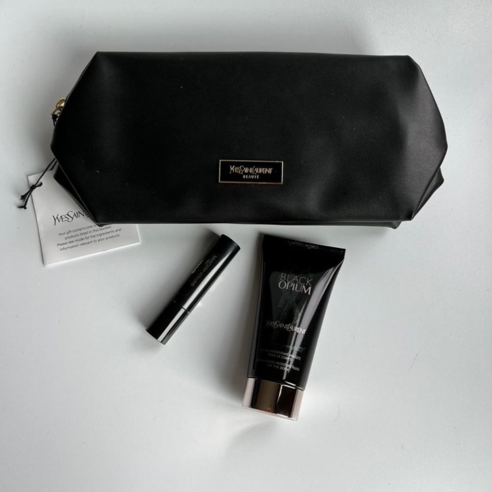 YSL Black Leather Travel Pouch